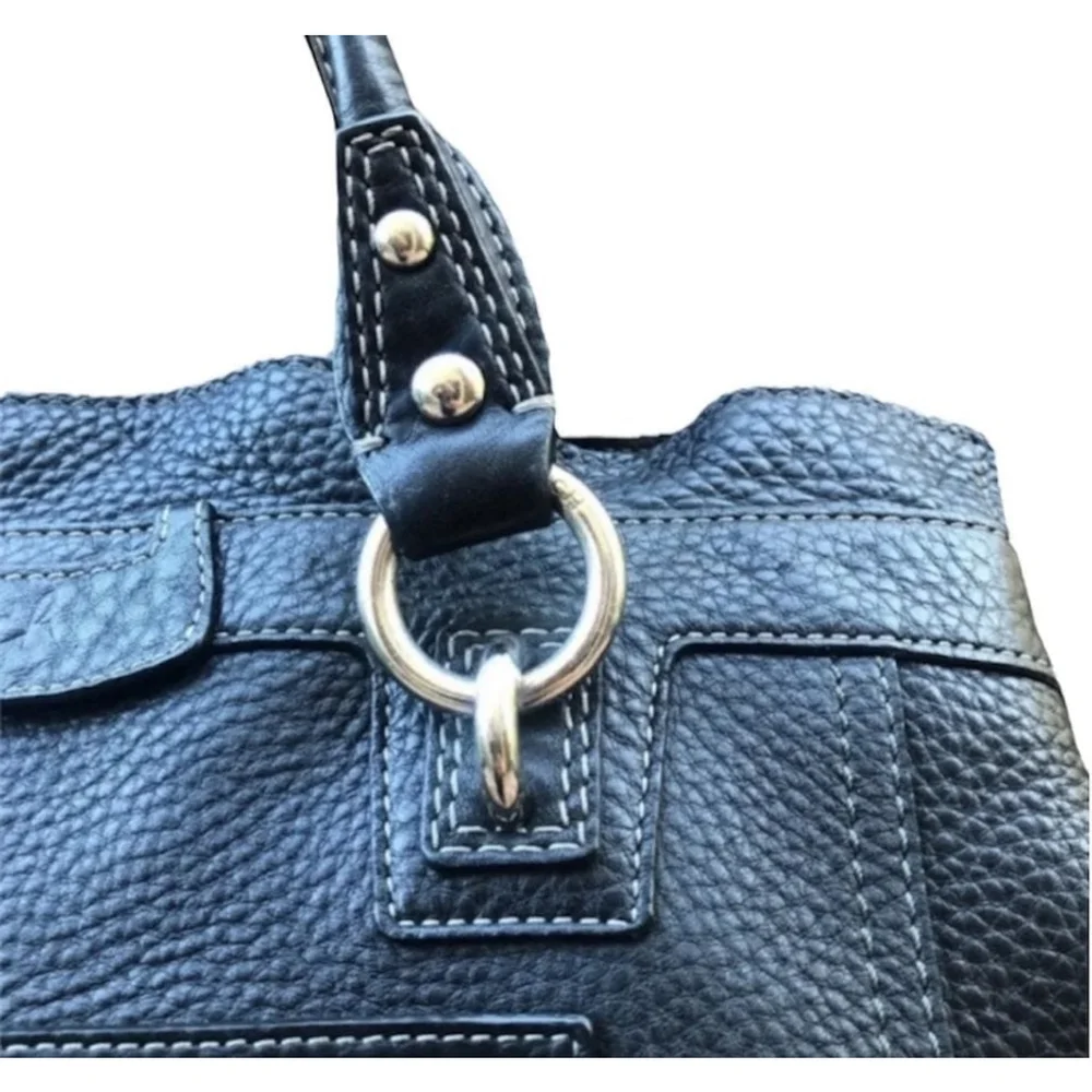 COACH Penelope Pebbled Leather Black Satchel Medium Size Handbag
